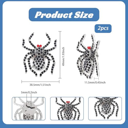 2Pcs Spider Cufflinks Rhinestone Cufflinks Alloy Black Spider Cufflink for Wedding Party Birthday Elegant Gift
