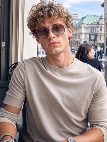 kimorn Women's Square Aviator Sunglasses, Polarized UV400 Pretecion | Retro Frame Shades, Small-Medium Fit, Driving, Beach, Daily Wear - color: Brown Tortoise+brown Grading