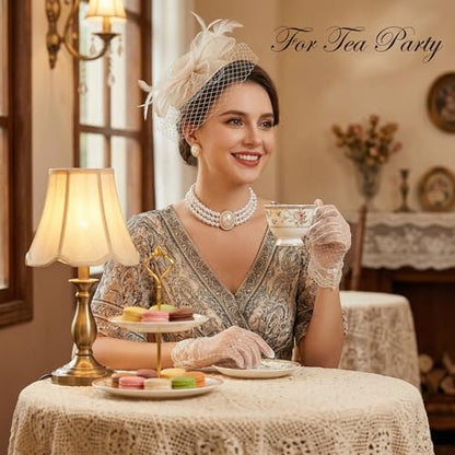 Ymapinc Big Pearl Choker Necklace and Earring Set for Women, Vintage Faux Pearl Jewelry Set, Bride Wedding Prom Party Costume Accessories, Elegant Classic Pearls Choker Gift