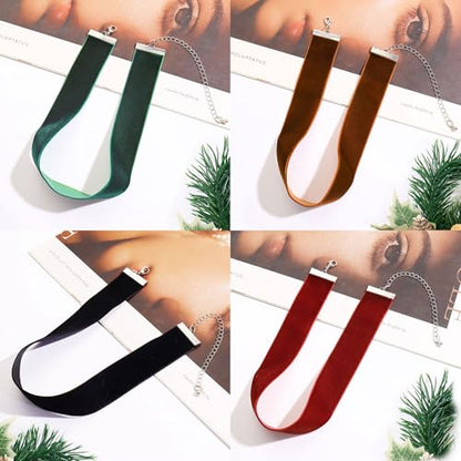 Velvet Choker Necklace for Women Goth Halloween Y2K Ribbon Collar Set - color: 2.54cm-12pcs-mix color