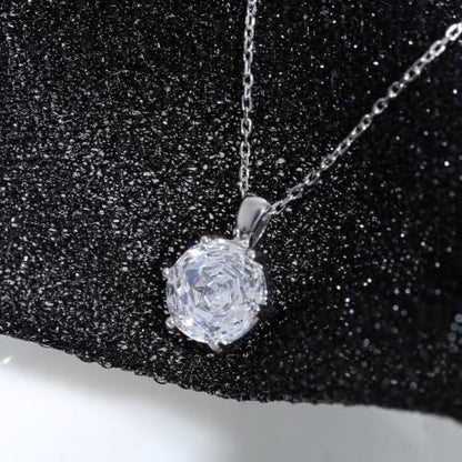 Cubic Zirconia Necklace Stainless Steel Color Change Synthetic Alexandrite/Solitaire Necklace Pendant Women - color: Round-Rose cut cz-S