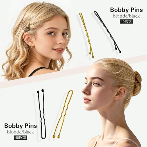 Hair Accessories Kit, Bobby Pins Set with Storage Box, Dance Competition Essentials Hair Styling Kit for Women Travel Ballet Updo Hairstyles(Black) - color: Black