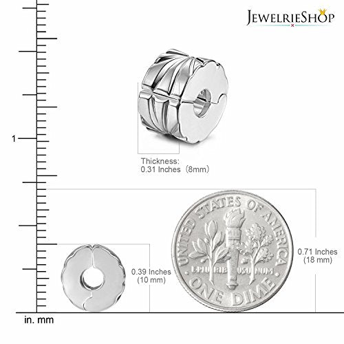 JewelrieShop Clip Spacer Charm for Bracelet Clip Lock Stopper Bead Spacer European Openable Beads 2pcs - color: #10S x 2 Pieces