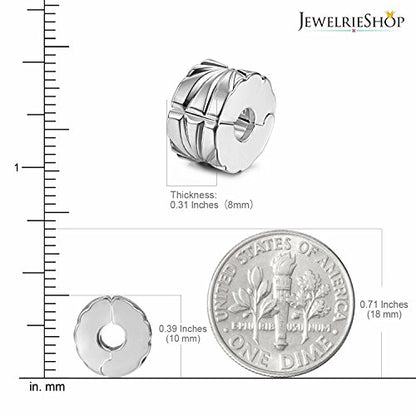 JewelrieShop Clip Spacer Charm for Bracelet Clip Lock Stopper Bead Spacer European Openable Beads 2pcs