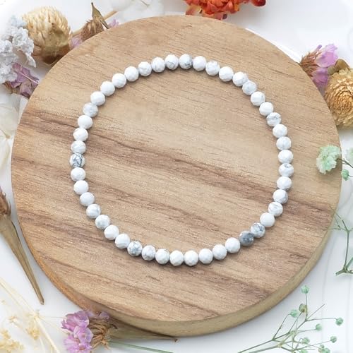 MASSIVE BEADS Natural Genuine Gemstone Beads Healing Crystal Chakra Reiki Jewelry Faceted Round Beads Bracelets 3mm - color: Howlite