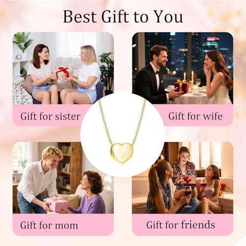925 Sterling Silver Dainty Necklaces for Women Pendant Jewelry Gift for Her | Hypoallergenic Ocean Animal Love Cherry Blossom Jewelry, Ideal Valentine Birthday Christmas Graduation Gift for Wife Mom - color: Golden Heart