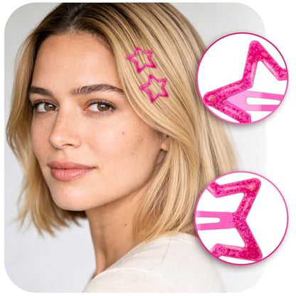 70 Pcs Metal Glitter Snap Hair Clips for Women,Small Snap Barrettes for Women Girls Thick Fine Hair (Rosered) - color: Rosered