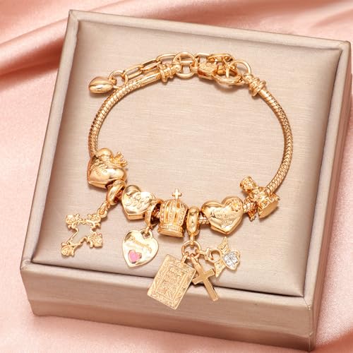 Cross bracelet for women Sacred Heart of Jesus Gold Bracelets for Women Confirmation and Baptism Gifts, Encouragement Presents for Mom Sister Daughter and Friends, Christian Jewelry | sacred heart bracelet,christian bracelet,heart bracelet for women,catho