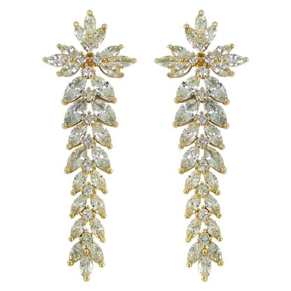 Earrings Holy Stud Earrings for Girls/Women, Sliver Gold Wedding Earrings for Bridesmaids - color: Long Floral|Gold