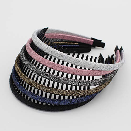 JOBAND Multicolor Stylish Teeth Comb Hair Hoop Hairband Headband Soft Comfy Non-slip Hair Accessories for Women/Girl(6 color) - color: Multi-colored-4