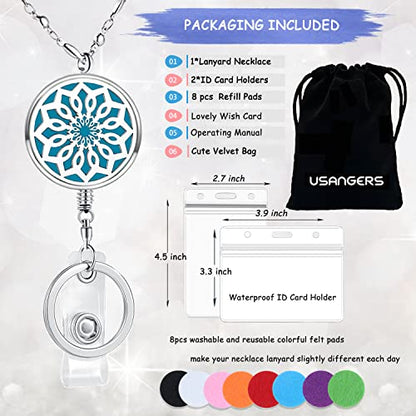 Retractable Lanyard, Lanyards for ID Badges, Flower Diffuser Lanyard | Teacher Lanyard, ID Badge Holder with Lanyard Necklace Keychain Cute Nurse Badge Reel, Silver Badge Lanyards for Women - color: 5-retractable-flower