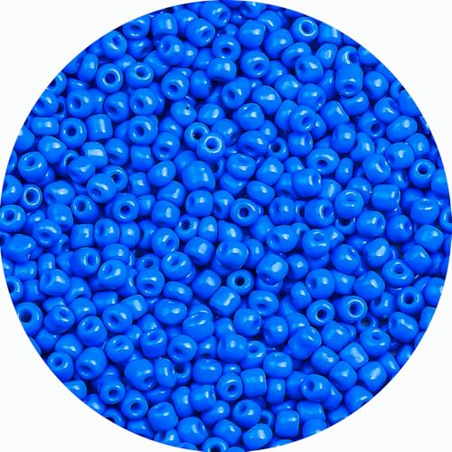 Legefo 4mm Glass Seed Beads Bulk, Blue 6/0 Small Mini Pony Seed Beads, Tiny Round Craft Bead for Bracelet Necklace Wrist Jewelry Making Beading Weaving DIY Crafts Supplies, 1000pcs - color: Blue