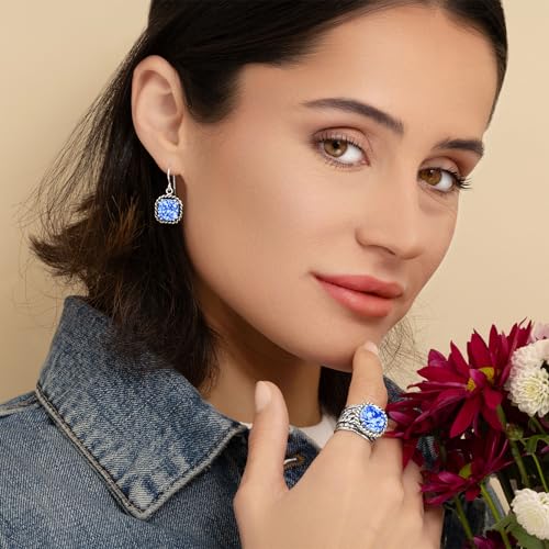 JEAN RACHEL JEWELRY 925 Sterling Silver Braid Leaf Cushion Ring | Ornate statement ring beautifully adorned with sculpted leaf motifs, twisted rope braids, and a CZ center stone. - color: Tanzanite CZ
