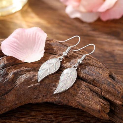 Leaf Dangle Earrings for Women, Boho Tropical Dangling Jewelry, Summer Earring Accessory, Birthday Gift for Her - color: White
