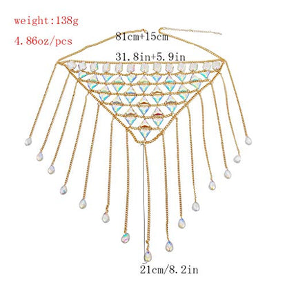 Women's Sexy Suit Body Chain - color: Gold
