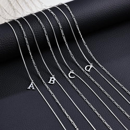 MBW Dainty Silver Layered Initial A-Z Pendant Necklaces for Women Thin | Simple Waterproof 925 Silver Plated Necklace Figaro Choker Monogram Name Jewelry Set Personalized - color: Silver InitIal NK-G