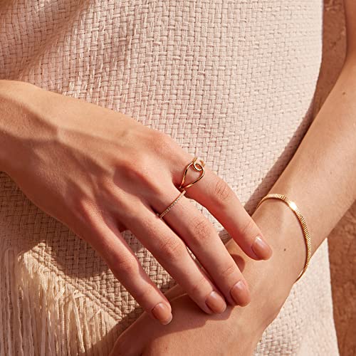 Valloey Rover Gold Rings for Women Non Tarnish Thumb Ring | 14k Gold Plated Adjustable Open Cross Wedding Rings Waterproof Fashion Statement Jewelry for Women Trendy Gift - color: 2Circle