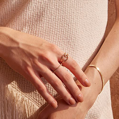 Valloey Rover Gold Rings for Women Non Tarnish Thumb Ring | 14k Gold Plated Adjustable Open Cross Wedding Rings Waterproof Fashion Statement Jewelry for Women Trendy Gift - color: 2Circle