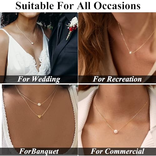 Trinckle Pearl Necklaces for Women, Pearl Choker Dainty Pendant Necklace | White Pendant Choker for Teen Girls, Layered Daisy Jewelry, Wedding Strands for Bride Bridesmaids as Beach Summer Accessories - style: Single necklace