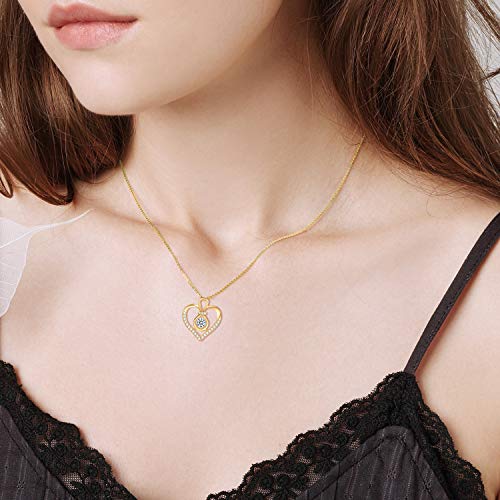 SISGEM 14K Solid Gold Heart Necklace for Women,Yellow Gold 0.55 Carat(CTTW) Moissanite Infinity Heart Pendant Necklaces Anniversary Birthday Gifts for Wife Mom 16''-18'' - color: Style-3