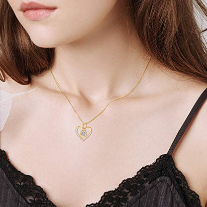 SISGEM 14K Solid Gold Heart Necklace for Women,Yellow Gold 0.55 Carat(CTTW) Moissanite Infinity Heart Pendant Necklaces Anniversary Birthday Gifts for Wife Mom 16''-18'' - color: Style-3