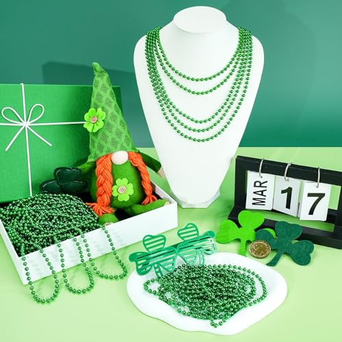 SHAOQINLIN 30 PCS St. Patricks Day Beads Necklace, 33" Green Mardi Gras Beads Christmas Necklaces Irish Saint Patricks Necklaces for St. Patricks Day Mardi Gras Parade Throws Birthday Party Favors - color: Green