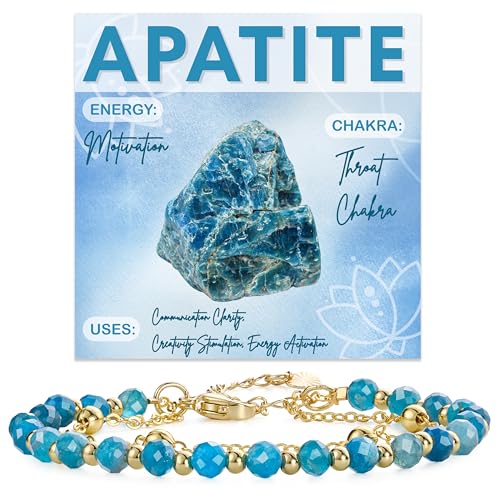 Farfume Crystal Beaded Bracelets for Women 4mm Natural Stone Jewelry Gifts | Natural Beads Gemstone,Handmade,Helper Tool,Yoga Protection,Hypoallergenic,Durability Wear - color: Apatite-Creativity