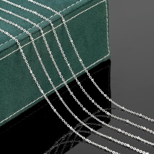 UMAOKANG 10 Meters Silver Necklace Chains Bulk Beaded Chain for Jewelry Making Silver Plated Brass Jewelry Chain Roll with Jump Rings and Lobster Clasps - color: Silver Cross Bead