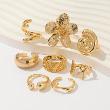 Chunky Stackable Rings Set For Women Open Adjustable Bold Thick Geometric Knuckle Rings Minimalist Statement Jewelry Gift - style: Style 2