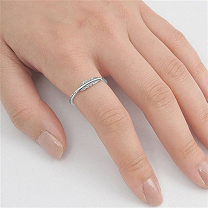 Oxidized Leaf Fashion Feather Ring New .925 Sterling Silver Band Size 3-12