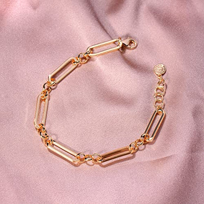 LOYATA Chain Bracelet Gold Link 14K Gold Plated Dainty Pearl Bracelet Simple Jewelry Gift for Women - style: Coin 3