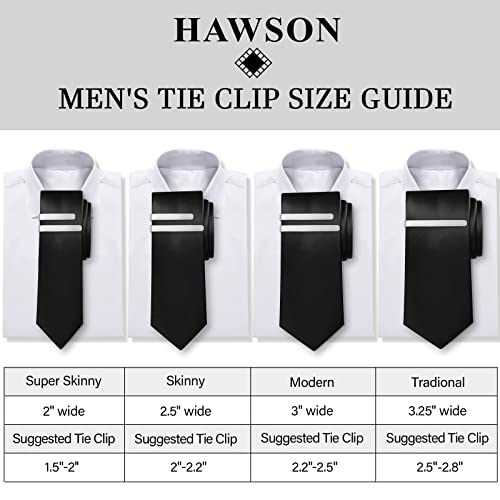 HAWSON Skinny Tie Clip Bar Set, 2 Inch Tie Clip for Men - Wedding, Meeting, Party Gift Set - color: 1 PCS Black Brushed
