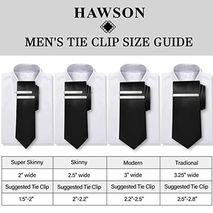 HAWSON Skinny Tie Clip Bar Set, 2 Inch Tie Clip for Men - Wedding, Meeting, Party Gift Set - color: 1 PCS Black Brushed