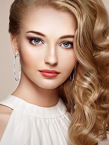 Sumind Clip on Hoop Earrings Hoop Gold Earrings Non Piercing Earrings Set for Women - color: Silver