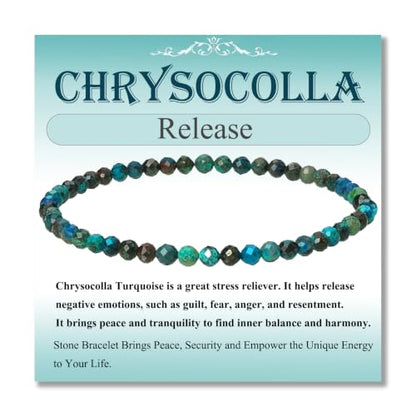 MASSIVE BEADS Natural Genuine Gemstone Beads Healing Crystal Chakra Reiki Jewelry Faceted Round Beads Bracelets 3mm - color: Chrysocolla