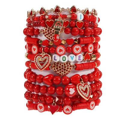 Twinfree Bohemia Beaded Bracelet for Women, Polymer Clay Stretch Bracelets - color: color 53