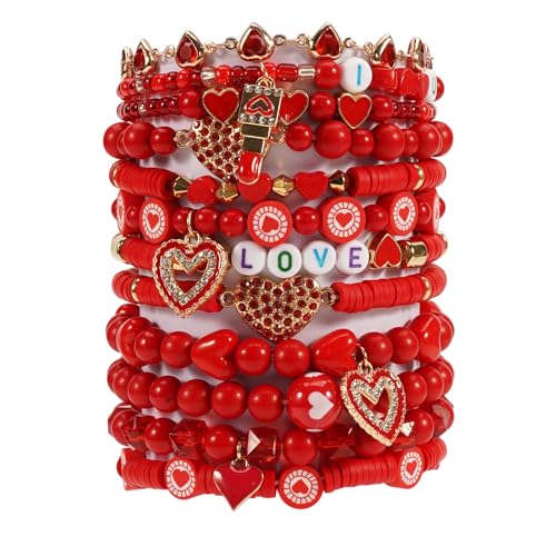 Twinfree Bohemia Beaded Bracelet for Women, Polymer Clay Stretch Bracelets - color: color 53