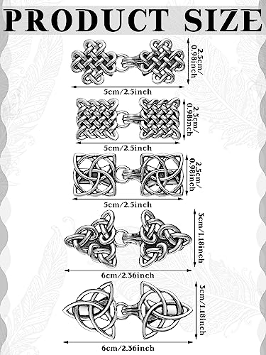 Syhood 5 Pieces Shawl Clips Cloak Clasp Cardigan Sweater Clips Vintage Collar Retro Cloak Brooches and Silver Shawl Pins - style: Chic Style