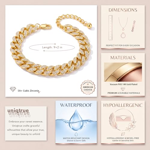 Width-12mm Chunky Cuban Link Ankle Bracelets for Women Waterproof, 18K Gold/Silver Plated Anklets Cubic Zirconia Adjustable Thick Chain Trendy Beach Summer Fashion Jewelry Gift - style: Style 2
