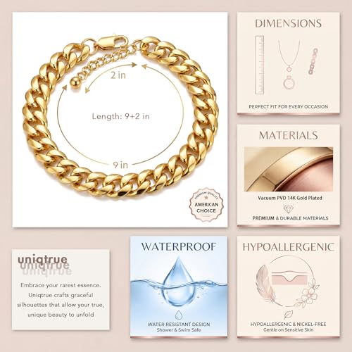 Width-12mm Chunky Cuban Link Ankle Bracelets for Women Waterproof, 18K Gold/Silver Plated Anklets Cubic Zirconia Adjustable Thick Chain Trendy Beach Summer Fashion Jewelry Gift - style: Style 1