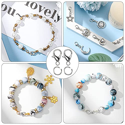 600 Pieces Lobster Clasps and Open Jump Rings Set Lobster Claw Clasps and Closures for Jewelry Making and Bracelets Bracelet Hooks Jewelry Clips(White K) - color: White K