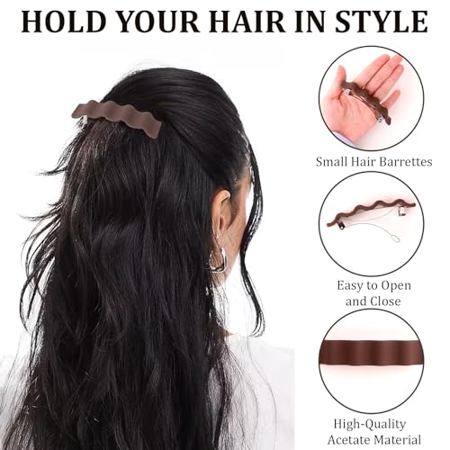 ANBALA Wavy French Hair Barrettes for Women Girls, 4Pcs Non-Slip Matte Barrette, Durable Barrettes for Fine Thin Thick Hair - color: Multicolor-A