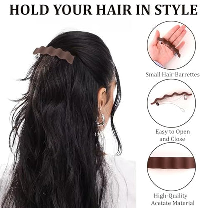 ANBALA Wavy French Hair Barrettes for Women Girls, 4Pcs Non-Slip Matte Barrette, Durable Barrettes for Fine Thin Thick Hair - color: Multicolor-A