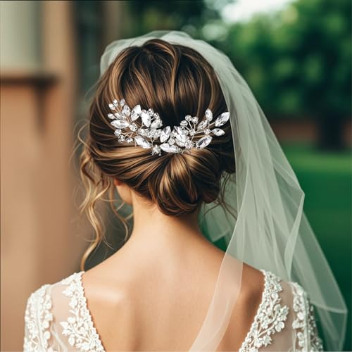 10 pcs Bride Hair Pins Rhinestone Bridal Hair Piece for Women Crystal Hair Accessories for Bride Bridesmaids Flower Girls(Silver Classic)