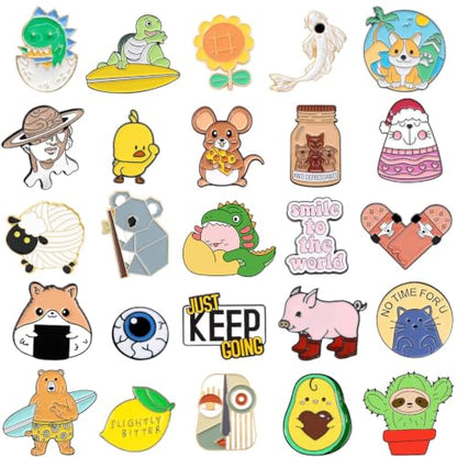 20/30/50/80 Mixed Enamel Brooch Bulk Set,Lapel Badges, Cartoon Plant Enamel Pin Sets, Funny Button Pins Jewelry for Backpack Cloths Hats Jacket Decoration - style: 20 pcs