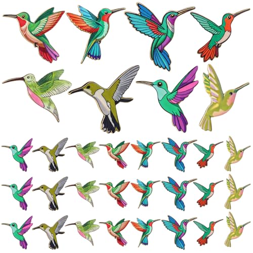 24/48 Pcs Bird Enamel Brooch Colorful Bird Lapel Pin Animal Brooches Cute Lapel Pin for Women Jewelry Pin Dress Accessories Mother's Day Birthday Gift - style: Hummingbird