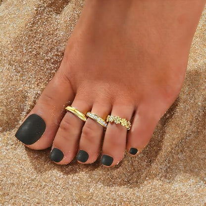 3Pcs Gold Toe Rings for Women,Trendy CZ Flower Toe Rings Silver Open Adjustable Band Ring Summer Foot Jewelry Accessories - color: flower