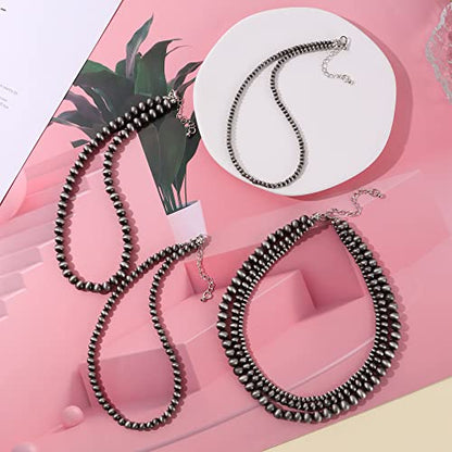 MOZAKA 1-4Pcs Western Navajo Pearl Choker Necklace for Women Western Beaded Choker Adjustable Boho Vintage Necklace Jewelry Gifts