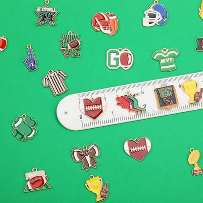 40Pcs/20 Pairs Football Charms for Jewelry Making | Assorted Sport Enamel Charm, Football Game Pendants, for Bracelet Necklace Earrings Keychains Making, DIY Crafts Accessories - style: Football
