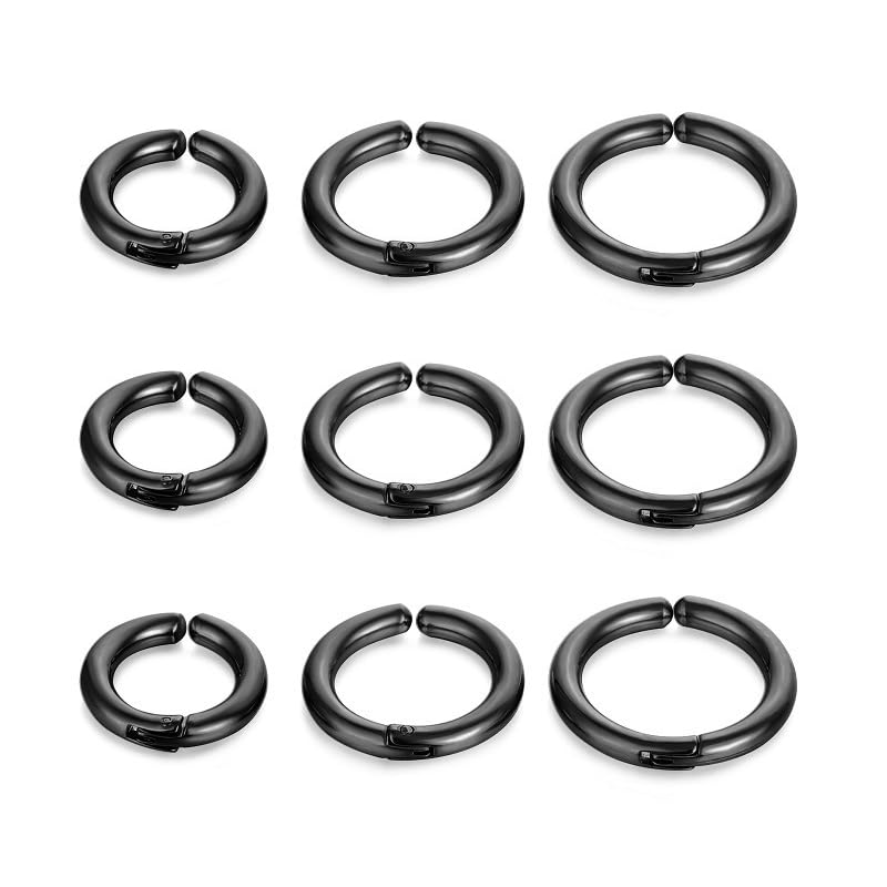 9Pcs Clip On Earrings for Women Men Trendy Fake Stainless Steel Gold Silver Black Small Hoop Earrings Non Piercing Set Non Tarnish Lightweight Jewelry Gift - color: 9pcs Black